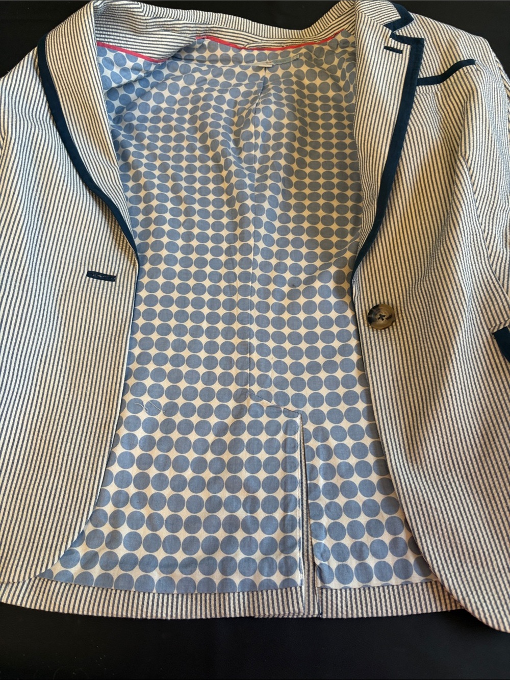 Boden Blue White Seersucker Blazer Jacket NWOT Size 10 Nautical Preppy - Picture 7 of 10